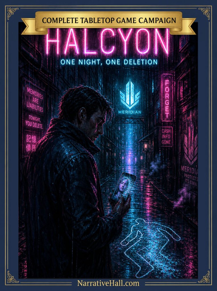 Halcyon: Cyberpunk-Noir TTRPG Oneshot Game Campaign